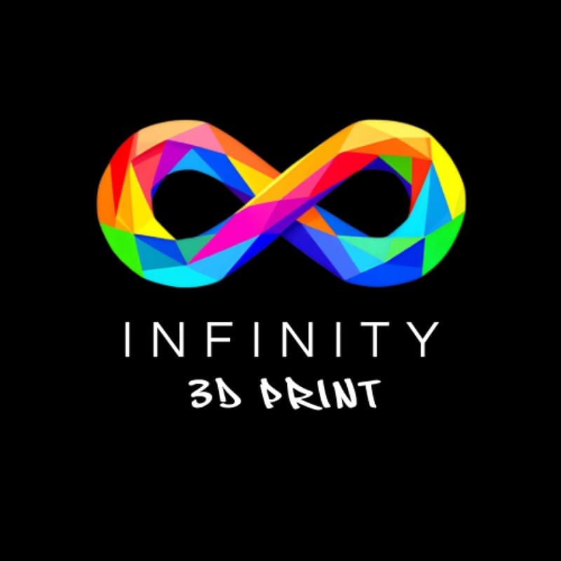 Polygone lumineux 3D en forme de symbole infini aux couleurs arc-en-ciel sur fond noir.