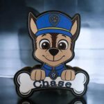 Chien chien en 3D avec lampe LED lumineuse, personnalisé avec nom Chase, création ludique et décorative, idéale pour les enfants ou pour la décoration intérieure, fabriquée grâce à l'impression 3D.