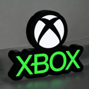 XBOX logo lumineux 3D avec lumière LED verte, création originale pour décoration gaming ou cadeau personnalisé, fabriquée par Infinity 3D Print.