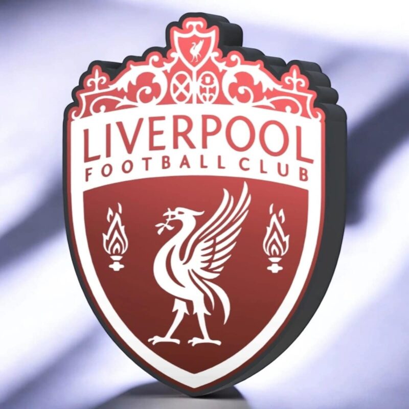 LED lampes 3D personnalisées du Liverpool Football Club, création lumineuse en impression 3D avec logo officiel, décoration sportive et moderne, idéale pour les fans de football et la décoration intérieure.