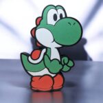 Yoshi en Lego, décoration lumineuse LED colorée avec éclairage d’ambiance, création 3D personnalisée, idéale pour le bureau ou la chambre d’enfant, réalisée par Infinity 3D Print.