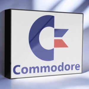 Coffret lumineux 3D avec logo Commodore, lampe LED décorative inspirée des anciennes consoles de jeux vidéo pour une ambiance rétro originale.