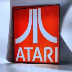 Logo Atari lumineux en 3D, création lumineuse LED pour décoration intérieure ou gaming, artisanat en impression 3D, design unique, parfait pour les fans de jeux vidéo et de retro gaming.