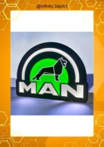 LED lumineux personnalisé en forme de logo MAN, éclairage moderne pour décoration intérieure ou extérieure, créée par Infinity 3D Print.