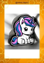 Un symbole lumineux 3D de licorne adorable avec corne arc-en-ciel, éclairage LED, décoration intérieure, création unique, idée cadeau, accessoire personnalisé, fabrication en impression 3D, décoration enfant, objet artistique.