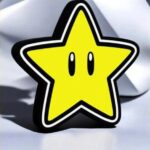 Étoile lumineuse LED 3D en forme de star jaune avec contour noir, idéale pour décoration et ambiance.