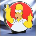 Cric lumineux 3D Homer Simpson faisant un geste provocateur, design coloré et amusant, idéal pour décoration LED ambiance fun.