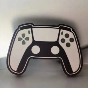 Manette de jeu vidéo en 3D lumineuse, design moderne avec éclairage LED pour décoration gaming originale.