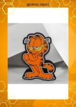 Figurine 3D de Garfield avec expression moqueuse, conçue pour lampe LED, création lumineuse 3D originale, idéale pour décoration ou cadeau, réalisée par Infinity 3D Print.