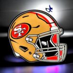 SF Bay Area 49ers casque LED, création lumineuse en 3D, lampe décorative pour fans de football, design coloré, illumination moderne, décoration murale, cadeau sportif original, décoration LED personnalisée.