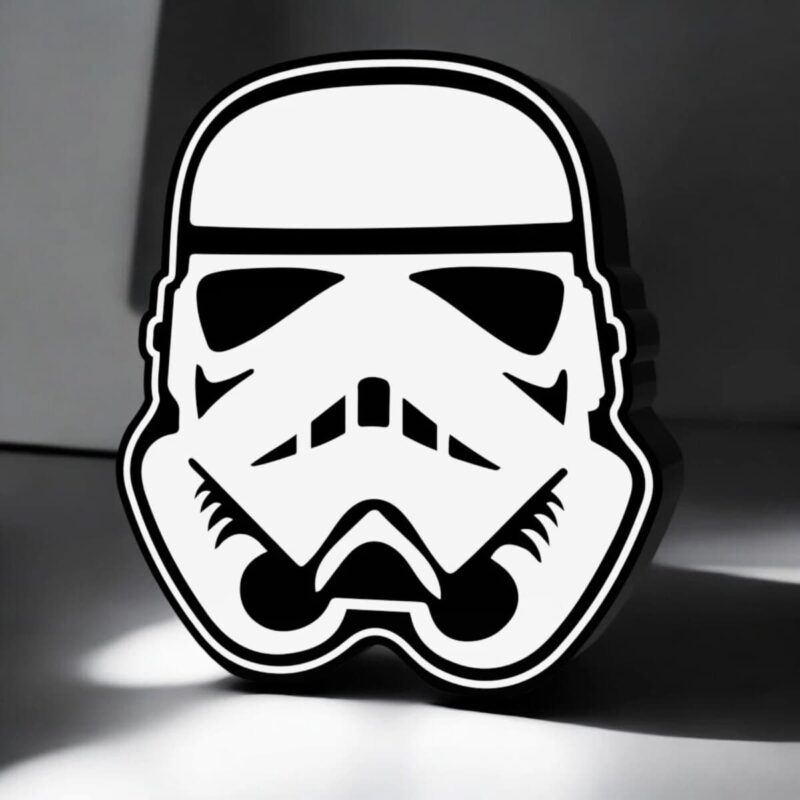 LED lampes 3D design de Stormtrooper Star Wars, éclairage décoratif original, fabrication artistique en impression 3D, lumière LED innovante, décoration lumineuse moderne.