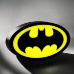 LED Batman logo lumineux 3D, création personnalisée pour décoration ou collection. Lumineux, à LED, design iconique, idéal pour fans de Batman et décoration intérieure originale.