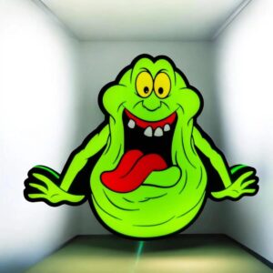 Lampe 3D création lumineuse de monstre vert rigolo avec LED pour décoration intérieure, design coloré et original pour enfants et fans d'art neon.