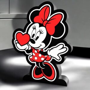 Lampe LED 3D Minnie Mouse avec couché de lumière, création lumineuse stylisée, décoration moderne et colorée, idéale pour chambre d'enfant ou comme objet déco original.
