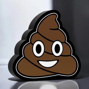 Poop emoji en 3D avec éclairage LED, création lumineuse originale en design cartoon, idéale pour décoration ou éclairage d'ambiance. Fabriqué par Infinity 3D Print, spécialiste des lampes LED 3D innovantes.