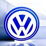 Volkswagen logo en 3D lumineux, création artistique en impression 3D, idéal pour décoration ou personnalisation de véhicule.