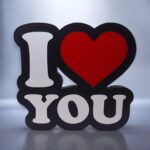 I love you 3D illuminated LED lamp, creation lumineuse and decorative object made with innovative 3D printing technology by Infinity 3D Print.