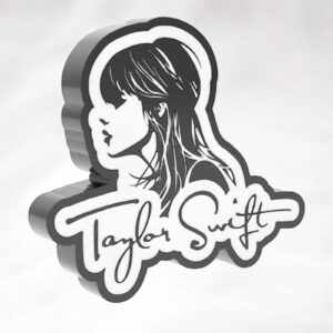 Mug en acrylique avec silhouette de femme et signature de Taylor Swift, design lumineux 3D, lampe LED créative et personnalisée, idéal pour décoration intérieure moderne et tendance.