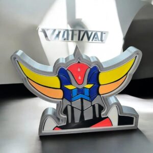 Luminaire 3D coloré inspiré d'un robot avec LED, créé par Infinity 3D Print, design unique pour décoration lumineuse originale et moderne.