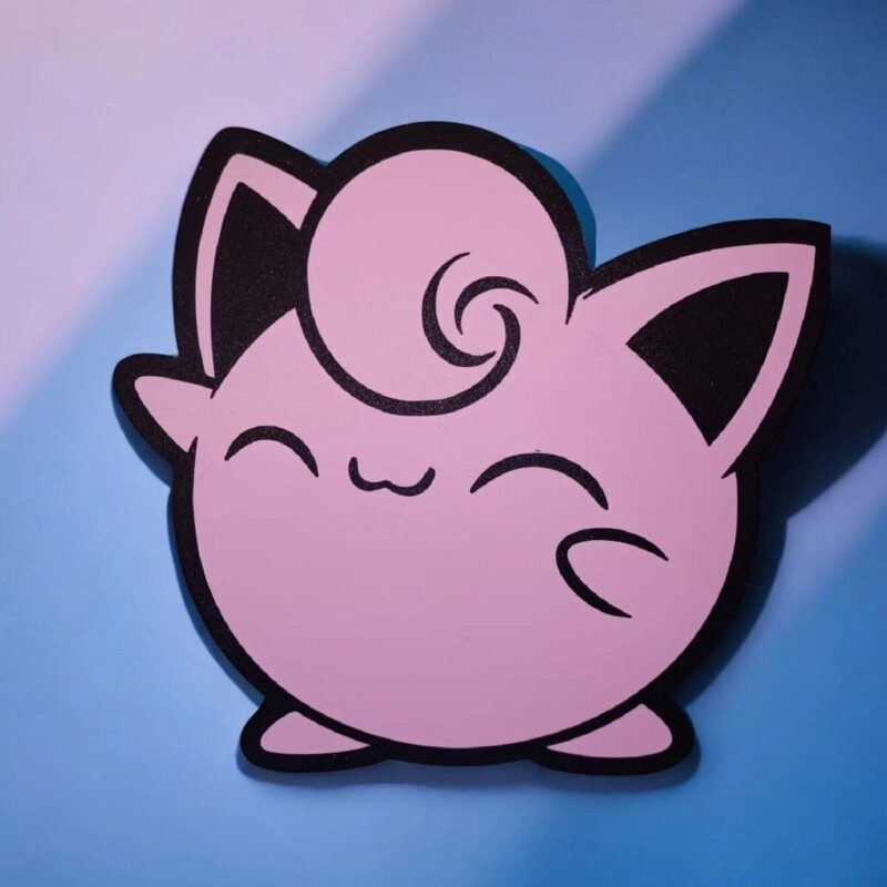 Lampe LED 3D en forme de Pokémon Jigglypuff avec éclairement doux, conçue par Infinity 3D Print, idéale pour décorer et illuminer votre espace avec créativité et originalité.