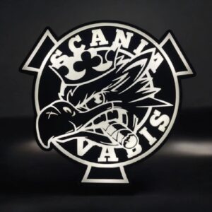 Étiquette LED 3D avec logo des Vancouver Whitecaps, crée par Infinity 3D Print, illuminée en blanc pour un effet lumineux et décoratif, idéale pour les fans de soccer et de design personnalisé.