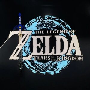 Zelda LED lampe 3D, création lumineuse inspirée de la série The Legend of Zelda avec épée et logo emblématique, idéale pour décoration gaming, en silicone et LED, illumination artistique.