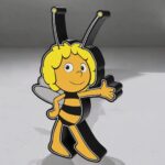 Chaton lumineux 3D en forme de personnage de dessin animé avec des ailes, réalisé en impression 3D et illuminé par LED, idéal pour la décoration ou comme cadeau original.