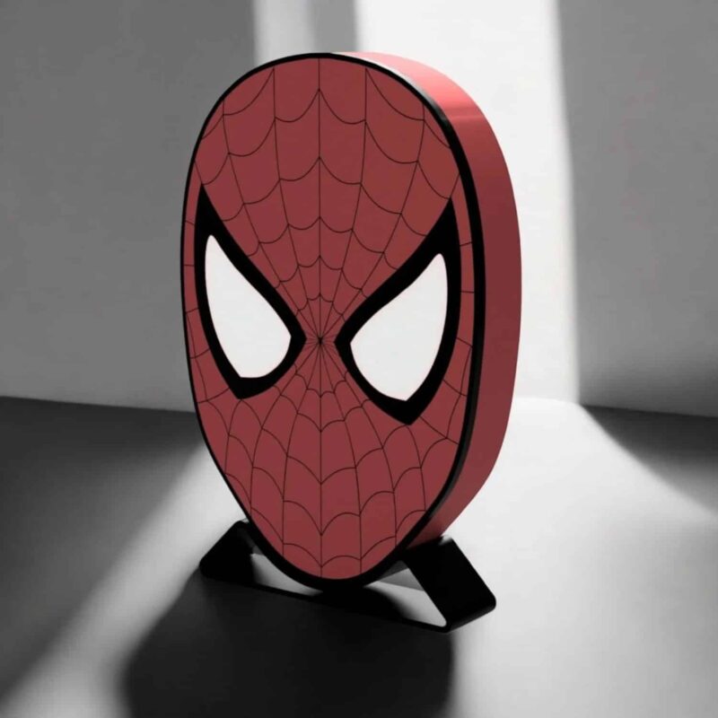 Lampe LED 3D Spider-Man, création lumineuse en impression 3D, design coloré, idéale pour décoration murale ou bureau, technologie innovante, produit original de Infinity 3D Print.