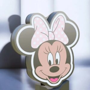 Minie Mouse lampe LED 3D, création lumineuse enchantée, idéale pour décoration et chambre d'enfant, fabriquée avec impression 3D, design mignon et coloré avec une lumière douce.