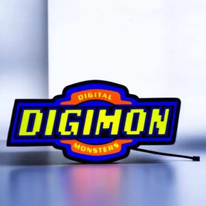 Décoration lumineuse LED "DIGIMON" en plastique, éclairée par LED, conçue pour créer une ambiance cool et personnalisée dans une pièce ou un espace de gamer. Parfait pour décoration intérieure.