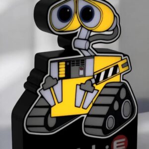 Vitrine d'une lampe LED 3D inspirée du robot WALL-E avec un design coloré et ludique, créée avec impression 3D par Infinity 3D Print.