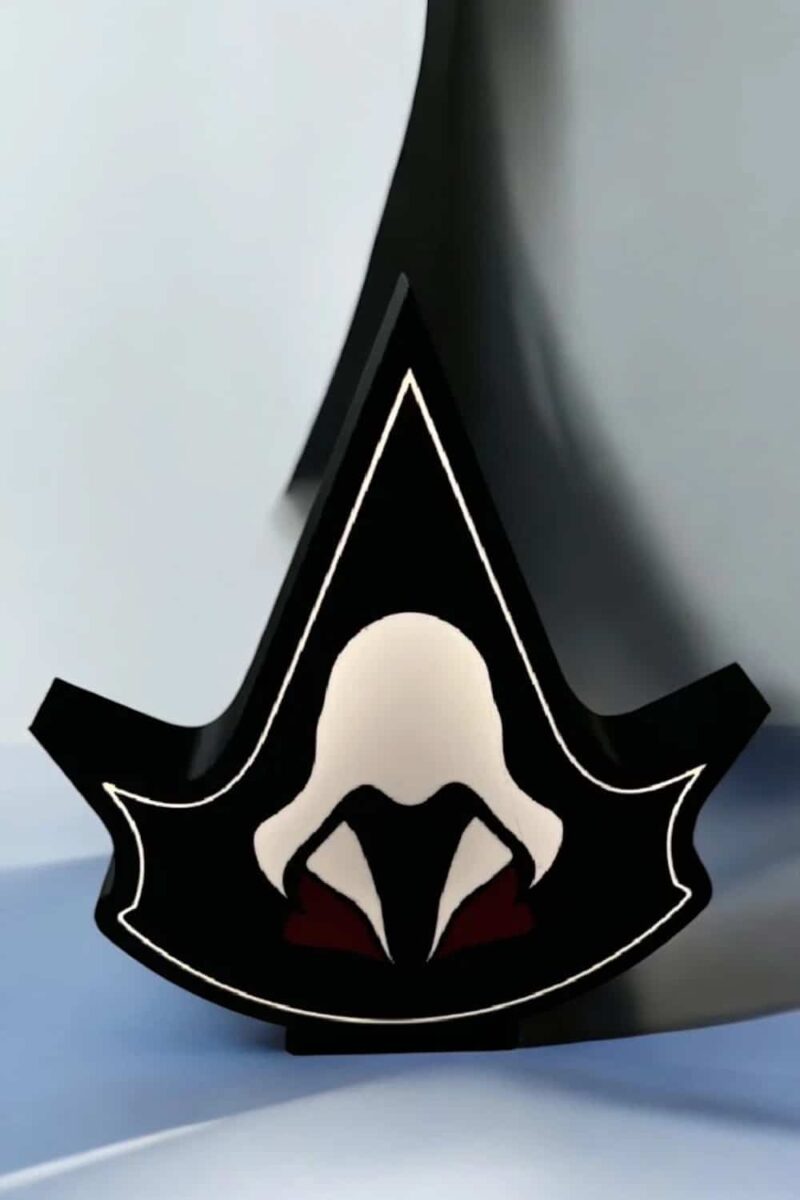 Étiquette alt : Lampe LED 3D originale avec design graphique noir et blanc inspiré de l'univers geek et gaming, créée par Infinity 3D Print.