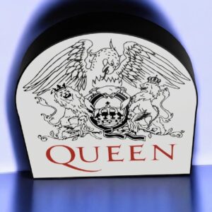 Clé d'arc en LED avec logo Queen illuminé, création lumineuse 3D.