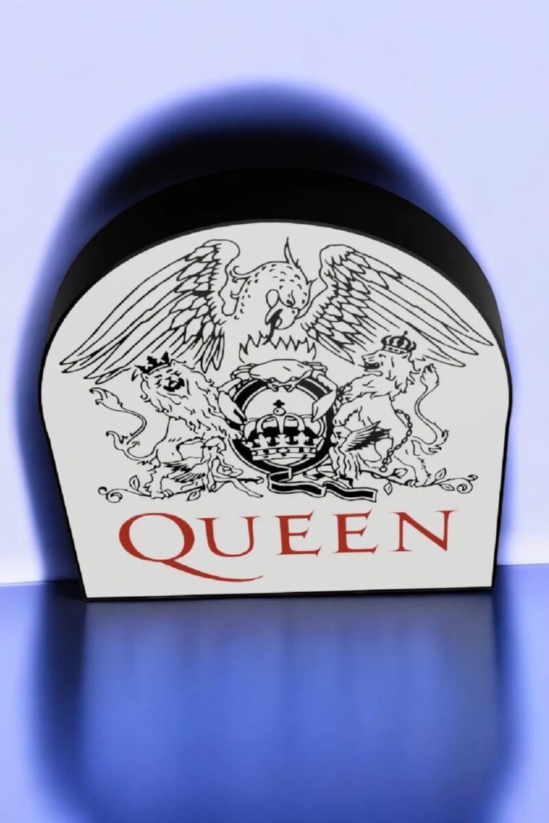 1744474615.jpeg Clé d'arc en LED avec logo Queen illuminé, création lumineuse 3D.