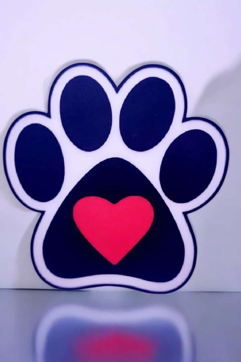 Puce LED en forme de patte de chien avec cœur rouge, création lumineuse 3D, lampe LED décorative, cadeau original, décoration intérieure, Infinity 3D Print.