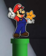 Super héros Mario en LED lumineux avec étoile, lampe décorative 3D pour fans de jeux vidéo et décoration intérieure créative.