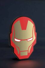 LED Iron Man casque lampe 3D, décoration lumineuse, création personnalisée, design innovant, idée cadeau geek, éclairage LED coloré, objet de collection, artisanat français, décoration moderne, lumière d'ambiance.