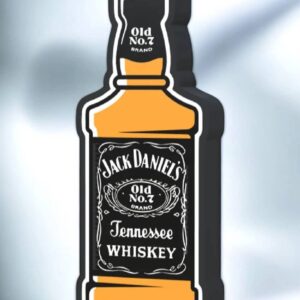 Étiquette de bouteille de whisky Jack Daniel's en panneau lumineux en 3D avec éclairage LED.