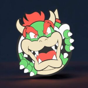 Glow-in-the-dark LED lamp featuring a colorful Bowser character design, perfect for gaming fans and unique home decor, with customizable lighting for a vibrant ambiance.