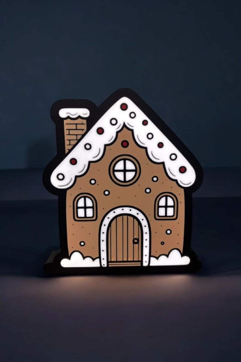 LED maison en pain d'épice lumineuse, décoration 3D chaleureuse pour Noël, lampe LED créative pour ambiance festive.