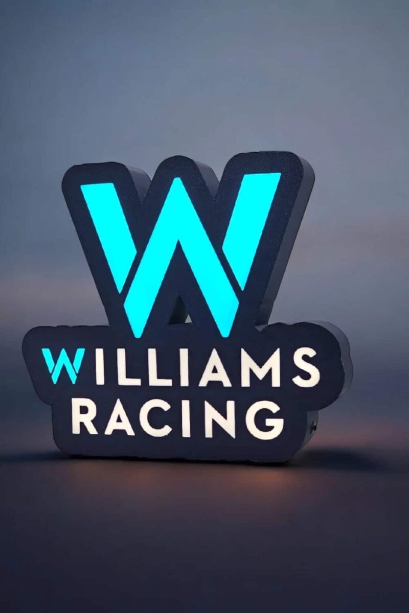 1745819923.jpeg Williams Racing logo en LED lumineux, création 3D personnalisée, lampes LED décoratives, impression 3D pour fans de courses automobiles, objets lumineux originaux pour décoration intérieure.