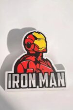 LED sticker Iron Man 3D printed design, vibrant red and yellow colors, perfect for fans of Stark's armored hero.