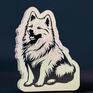 Lampe LED en acrylique représentant un chien husky, éclairée, création lumineuse 3D pour décoration intérieure.