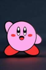 Vase LED 3D Lumineuse en forme de personnage de Kirby avec éclairage coloré, idéale comme décoration originale et lumières douces pour enfants et fans de jeux vidéo.