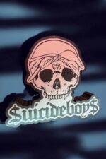 Cicrâne en 3D avec design de skull portant un turban et le texte "Suicideboys" en dessous, illuminée avec une LED pour un effet lumineux et esthétique.