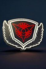 Droit : Panneau lumineux 3D avec design futuriste en LED, création artistique pour décoration intérieure, fabriquée par Infinity 3D Print, idéale pour illuminer votre espace de façon originale.