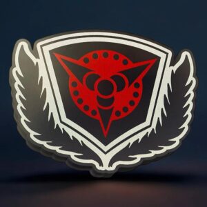 Droit : Panneau lumineux 3D avec design futuriste en LED, création artistique pour décoration intérieure, fabriquée par Infinity 3D Print, idéale pour illuminer votre espace de façon originale.