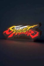 Street Fighter logo en LED avec éclairage lumineux, création lumineuse 3D pour décoration ou collection, réalisée par Infinity 3D Print.
