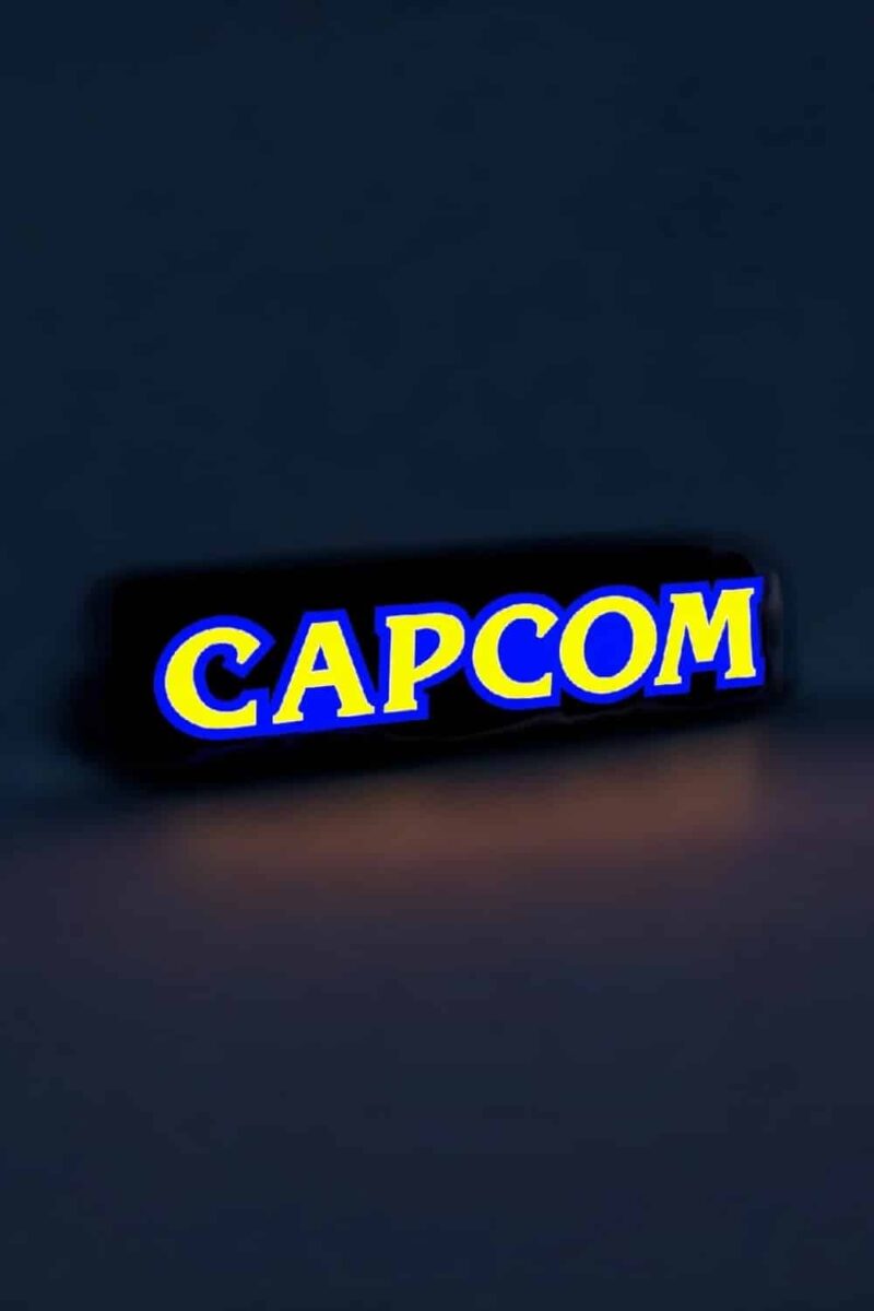 Capcom logo LED lumineuse 3D, création lumineuse customizable pour décor intérieur ou extérieur, fabrication sur mesure avec technologie d'impression 3D pour un éclairage vibrant et unique.
