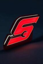 LED 3D illuminated number 5 sign, modern glowing neon light, perfect for custom home decor or promotional displays, crafted with advanced 3D printing technology.